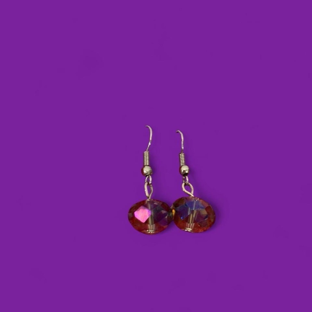 Multicolor pink beaded earrings light catching